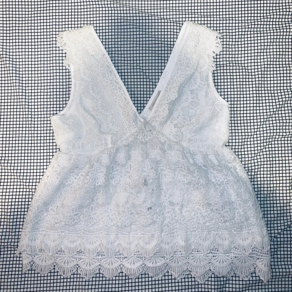Urban Outfitters Tops - UO White Lace V-Neck Tank Top Urban Outfitters Tops - UO White Lace V-Neck Tank Top